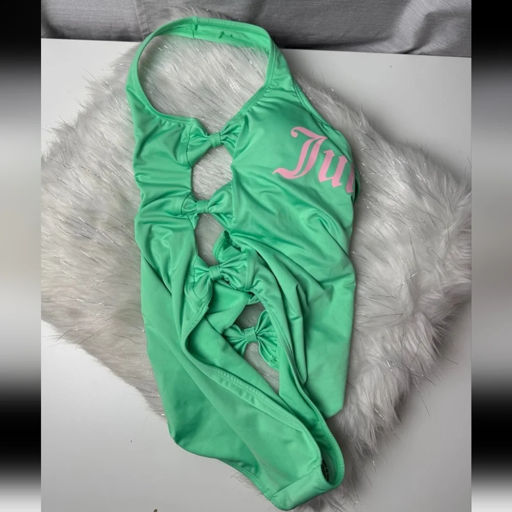 JUICY COUTURE mint Green Side Bows One Piece Bathing Suit - Picture 5 of 8